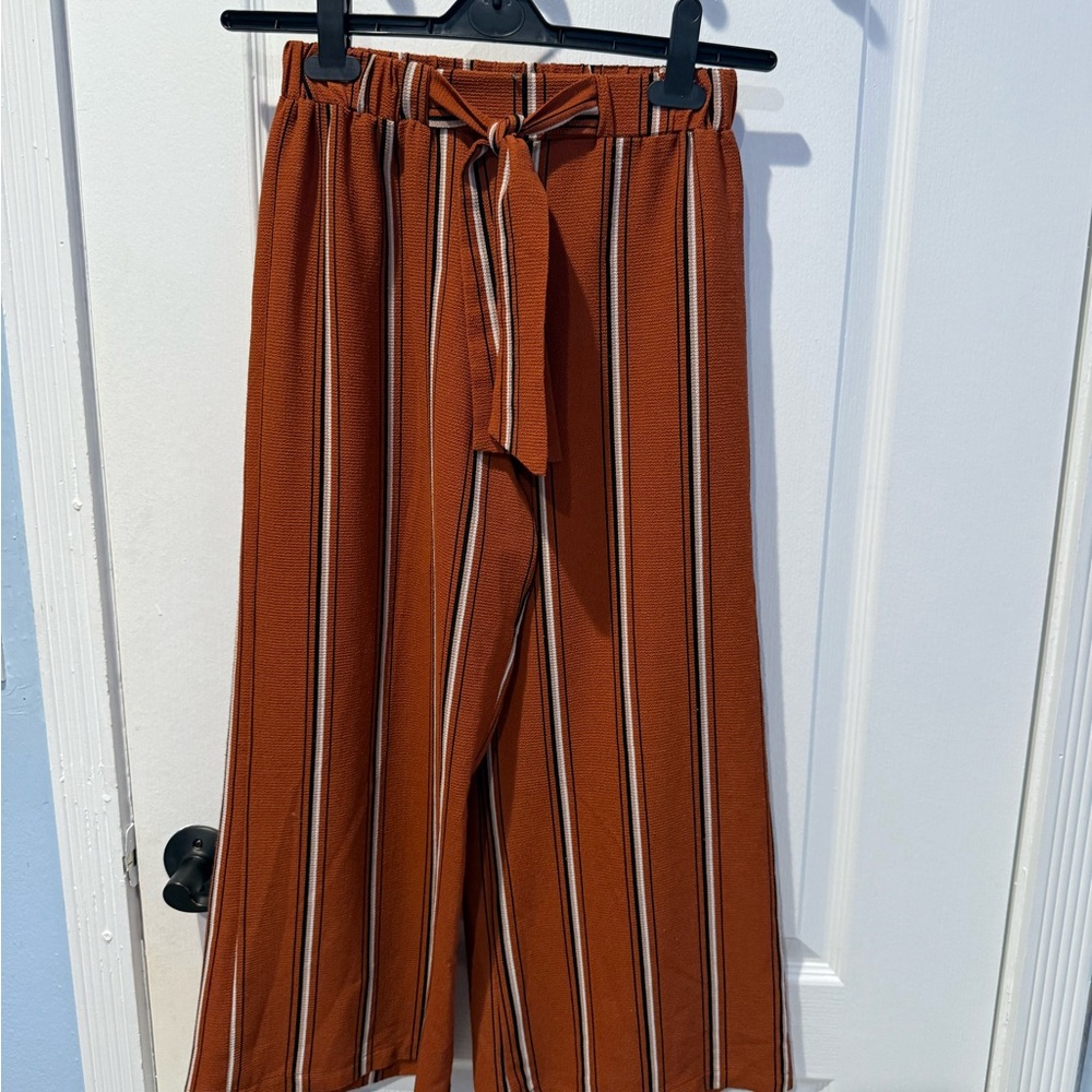 Hiatus Orange Striped Wide-Leg Pants